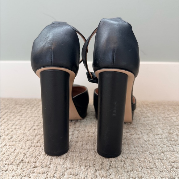RED Valentino Black Platform Pumps Ankle Strap Block Heel Size 8 - Picture 5 of 8